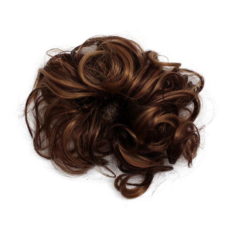 Messy Bun Hair elastic with curly artificial hair - Dark brown & Light Brown Mix - Hair Accessories | Fashiongirl