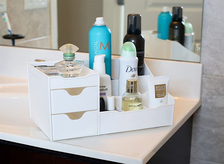 UNIQ Organiser for makeup & skincare products with 9 compartments - White - Organiser