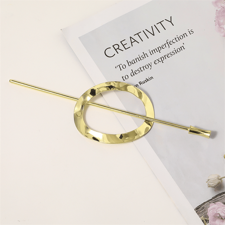 Chris Rubin Nova Oval Sliding Hair Claw - Gold - Hair Accessories