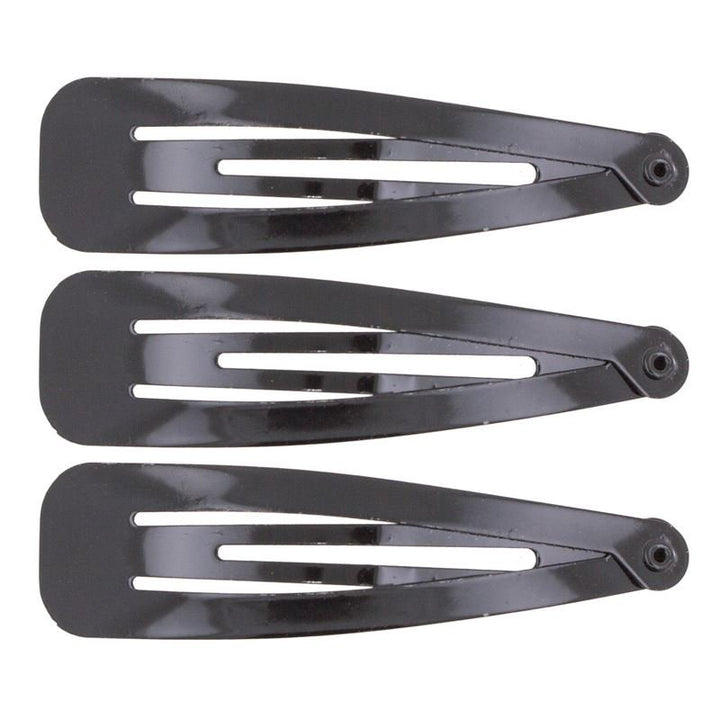 Click buckles hair clips in black, classic design - 12 pcs - | Fashiongirl