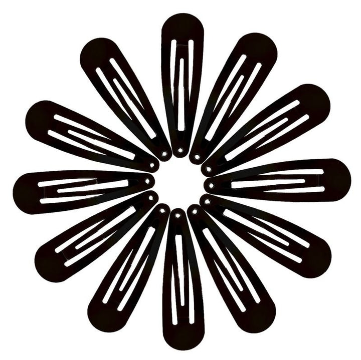 Click buckles hair clips in black, classic design - 12 pcs - | Fashiongirl