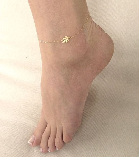 Leaf ankle chain - | Fashiongirl