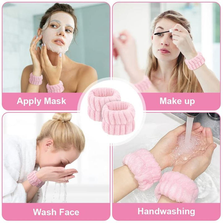 Microfibre Wrist Washband - Pink 2 pcs. - | Fashiongirl