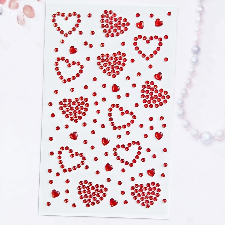 SOHO Hearts Self Adhesive Facial Rhinestones for face, makeup, nails, body, crafts - Red - | Fashiongirl